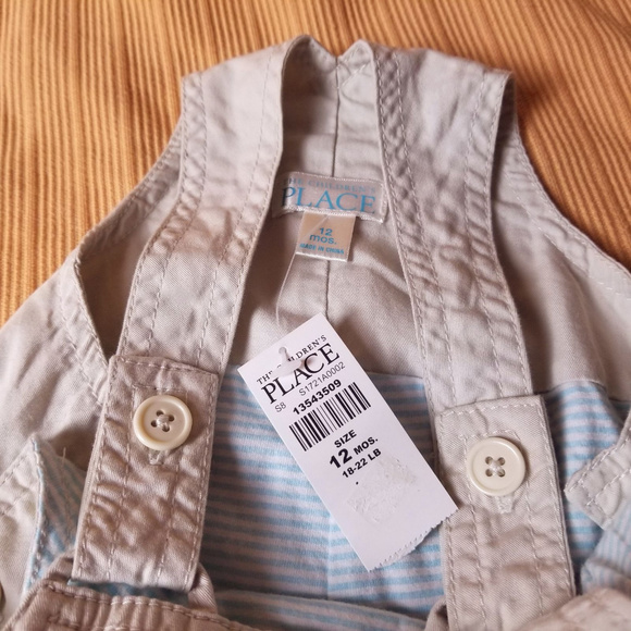 NWT! Children's Place Khaki Overalls size 12 Mos - Picture 5 of 7